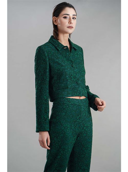 Giacca cropped in pizzo Nualy | I25N2234VERDE BOSCO